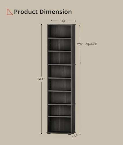 VPSMAT narrow 8 tier media storage cabinet organizing books and discs