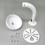 Side perspective of the eight point six inch long compcctv dome camera housing mount