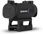 Monstrum polymer red dot sight covers open showing spring mechanism