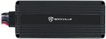 Rockville 500W micro powersports amplifier top view showing control panel and adjustments.