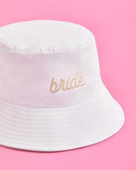 Premium cotton beige bride embroidered bucket hat