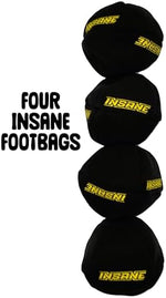 Authentic Insane eight panel hacky sack set displayed with its signature gift pouch.