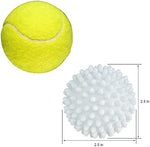 White PVC dryer balls showing high-density spikes for fabric softening.