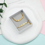 Malihome personalized nameplate identity bracelet for newborns presented in an elegant gift box