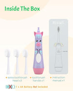NELL&WELL purple cat electric toothbrush showing battery compartment and slim handle
