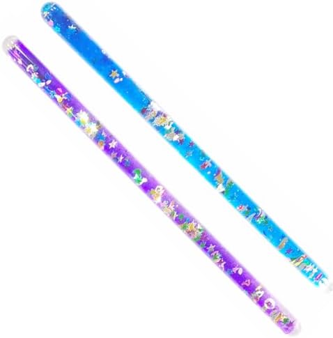 Two 11 inch magic glitter wands held by a child
