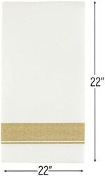 Close up detail of gold border on premium white napkin