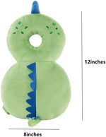 Toddler wearing green dinosaur back protection cushion