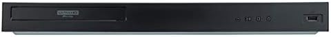 LG UBK90 home cinema media player showing the front loading disc tray extended