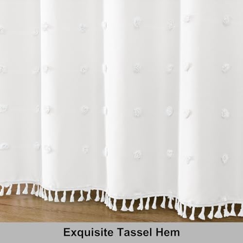 Water droplets beading on the surface of the premium water resistant LilyCat white polyester shower curtain.