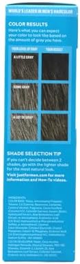 Back panel of Just For Men facial hair dye displaying shade selection tips and ingredients list.