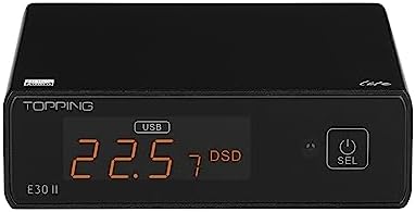Topping E30 II Lite compact black preamplifier alongside its official infrared remote control for wireless volume adjustment
