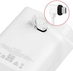 Uogw five volt two amp power adapter brick alongside a neatly coiled twenty foot white extension wire