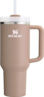 Stanley Quencher 40 Ounce Almond Rose tumbler with ergonomic handle profile view