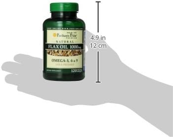 Nutritional facts and ingredients label on Puritan's Pride plant based flax oil capsule