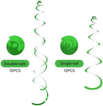 Close up of shiny green metallic plastic streamer party decorations