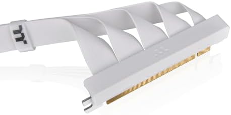 Thermaltake dual ninety-degree computer graphics card riser cable showing the durable EMI shielding layers.