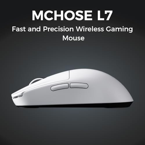 MCHOSE L7 Pro competitive gaming peripheral highlighting the premium Omron optical split-trigger buttons.