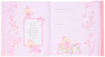 Our Baby Girl first year journal displaying the premium protective gift box packaging with acetate window