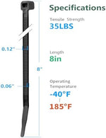 Self locking mechanism close up on eight inch industrial strength tie wraps