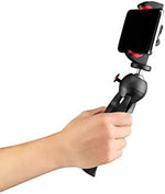 Authentic Manfrotto vlogging phone attachment adjusted to maximum width setting.