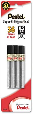 Pentel Super Hi-Polymer 2B Lead Refill - 0.5mm, Pack of 36 - Image 4