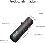 Green waterproof monocular telescope being held for bird watching