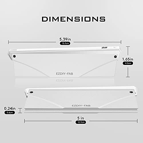 Angled view of two premium aluminum RAM heat spreaders illustrating compatibility with high and low profile DDR3 and DDR4 hardware.