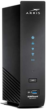 ARRIS SURFboard SBG7600AC2 high speed internet gateway side profile showcasing the ventilated chassis design for optimal cooling.