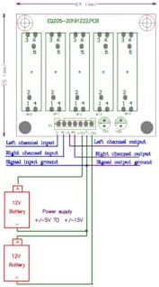 Close up view of the dual power supply input terminals on the GODIYMODULES equalizer module.