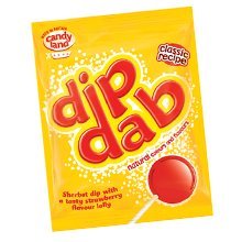 Barratt Sherbet Dip Dab 3 Packs with strawberry lollipop and lemon powder front view imported candy