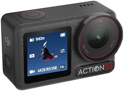 DJI premium action camera mounted on a rugged sports travel harness setup.