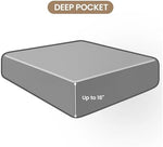 Side view showing 16 inch deep pocket fitted sheet on mattress