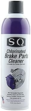 SQ brake cleaner cans arranged for automotive garage use