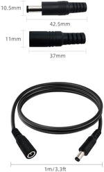 IMIYORE 12V extension cord male and female 5.5mmx2.1mm connections isolated on a clean background.