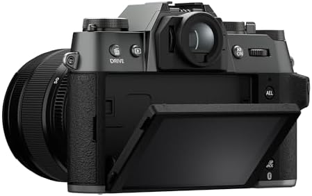 Fujifilm XT50 compact travel camera system angled view in charcoal silver