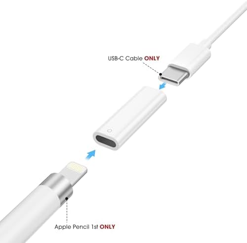 TechMatte stylus adapter being used to connect a first generation pencil to a Type-C cable.