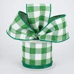 Craig Bachman emerald green white plaid wired ribbon front view spool