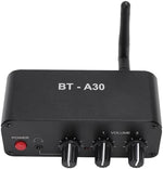 Fockety BT-A30 audio preamp back panel illustrating RCA inputs and external Bluetooth antenna connection