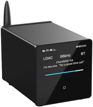 SMSL B200 high resolution audio receiver showing back panel output ports