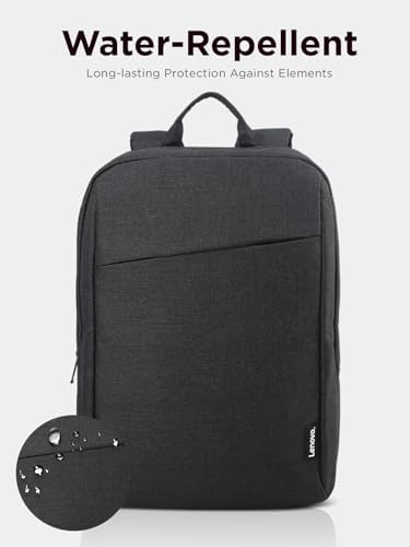 Lenovo polyester tech backpack side profile displaying slim lightweight silhouette for commuting