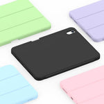 iMieet black tablet cover highlighting the precise cutouts for the camera, charging ports, and Touch ID.