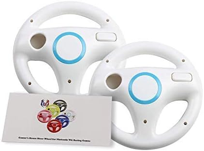 GH Mario Kart 8 Steering Wheel Compatible with Nintendo Wii (Original White, 2 Pack), Racing Games Wheels for Wii (U) Remote Controller (6 Colors Available) - Image 1