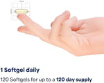 Heart health dietary supplement softgels in an amber bottle container