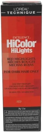 L'Oreal permanent hair color box showing intense red shade results