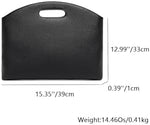 YONBEN premium PU leather laptop bag opened to reveal spacious compartments for a fourteen inch notebook.