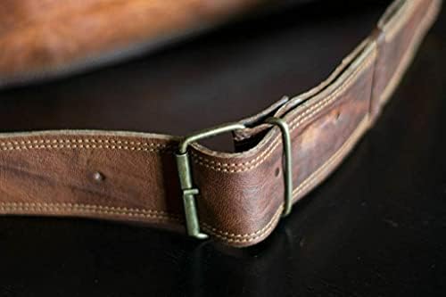 Cuero unisex crossbody genuine goat leather messenger bag side profile