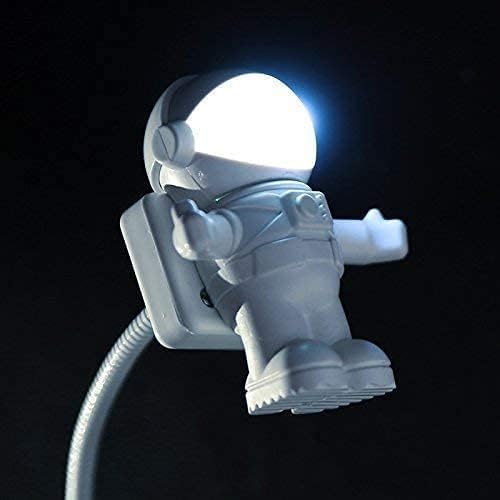 SOONDAR Creative Spaceman Astronaut LED Flexible USB Light front view plugged into a laptop keyboard