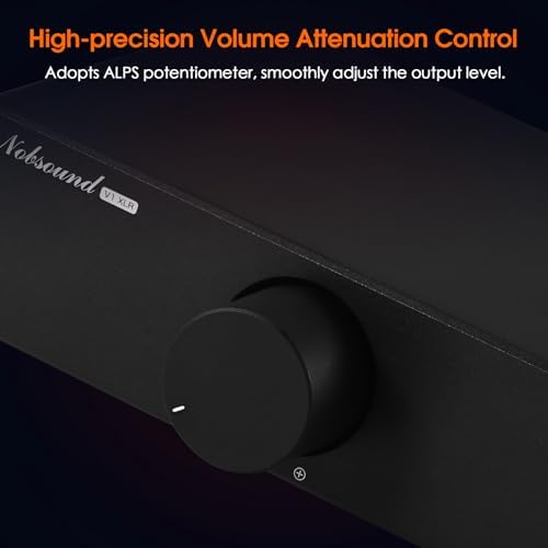 Nobsound zero-gain passive preamplifier enclosed in a premium black CNC-machined aluminum chassis
