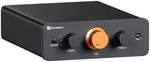 Fosi Audio P4 stereo pre amp rear panel displaying three RCA inputs and output terminals.